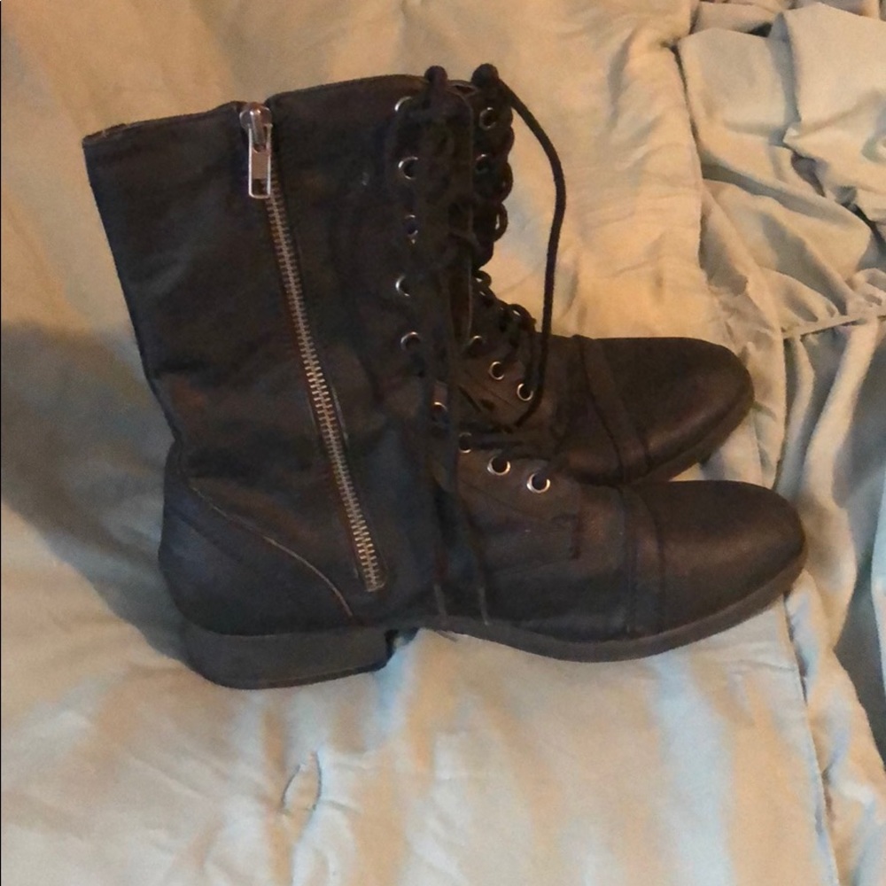 Black combat boots